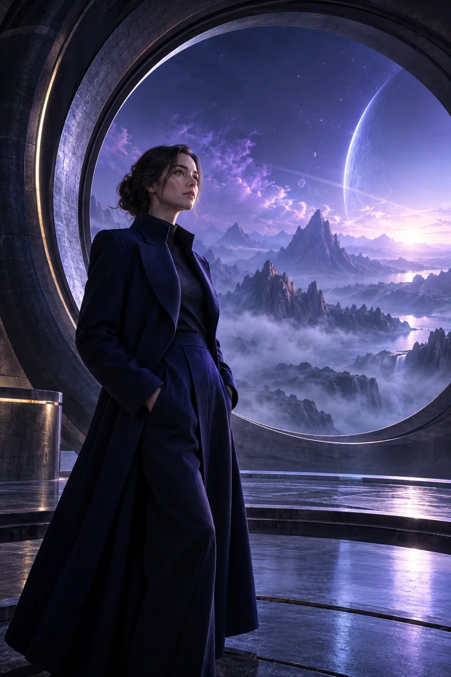 A fictional adult creative framed by a circular observatory